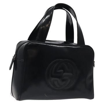 GUCCI Hand Bag Patent Leather Black Silver 000 1274 0505 Auth ep8594