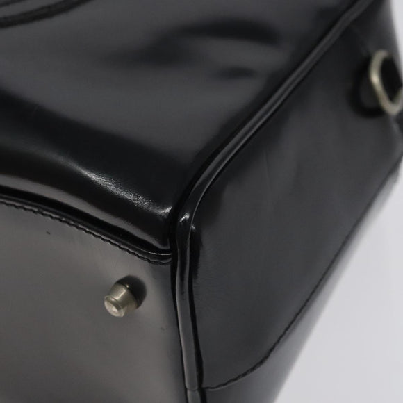 GUCCI Hand Bag Patent Leather Black Silver 000 1274 0505 Auth ep8594