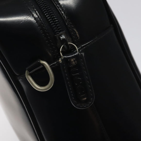 GUCCI Hand Bag Patent Leather Black Silver 000 1274 0505 Auth ep8594
