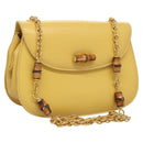 GUCCI Bamboo Chain Shoulder Bag Leather Yellow 001 115 1497 Auth ep8600-1