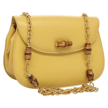 GUCCI Bamboo Chain Shoulder Bag Leather Yellow 001 115 1497 Auth ep8600
