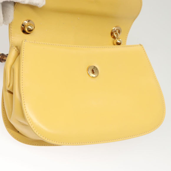 GUCCI Bamboo Chain Shoulder Bag Leather Yellow 001 115 1497 Auth ep8600