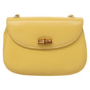 GUCCI Bamboo Chain Shoulder Bag Leather Yellow 001 115 1497 Auth ep8600-13