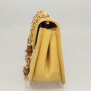 GUCCI Bamboo Chain Shoulder Bag Leather Yellow 001 115 1497 Auth ep8600-3