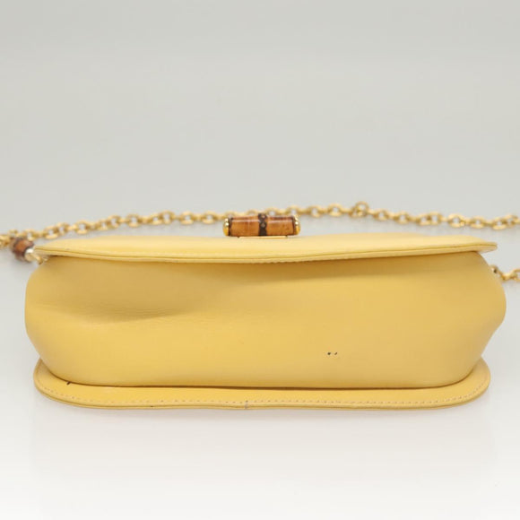 GUCCI Bamboo Chain Shoulder Bag Leather Yellow 001 115 1497 Auth ep8600