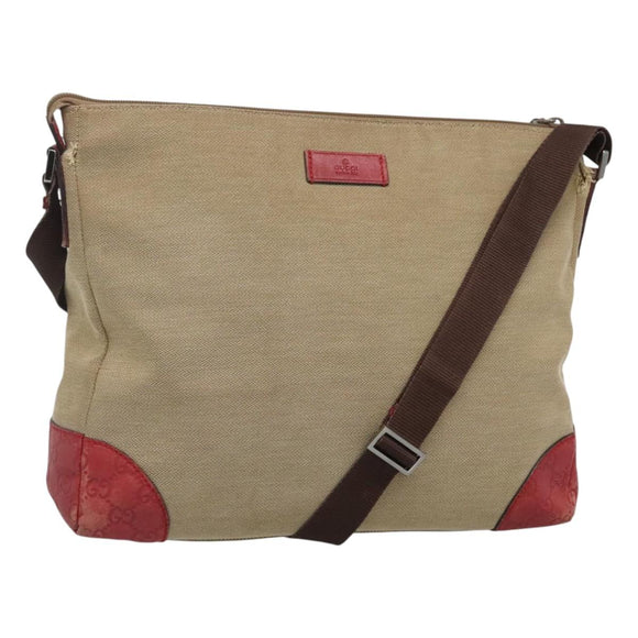 GUCCI Guccissima Shoulder Bag Canvas Beige 257301 Auth ep8622