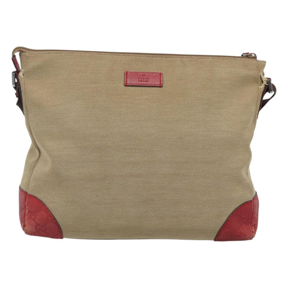 GUCCI Guccissima Shoulder Bag Canvas Beige 257301 Auth ep8622