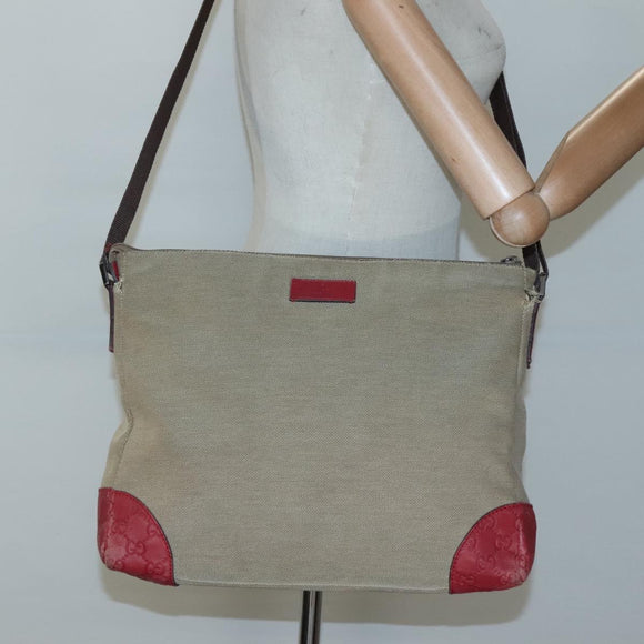 GUCCI Guccissima Shoulder Bag Canvas Beige 257301 Auth ep8622