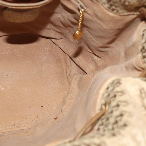 GUCCI Shoulder Bag Canvas Beige Gold Auth ep8623