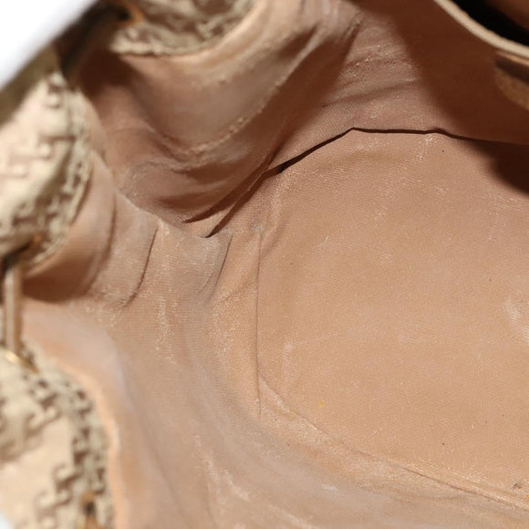 GUCCI Shoulder Bag Canvas Beige Gold Auth ep8623