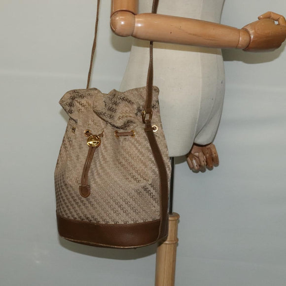 GUCCI Shoulder Bag Canvas Beige Gold Auth ep8623