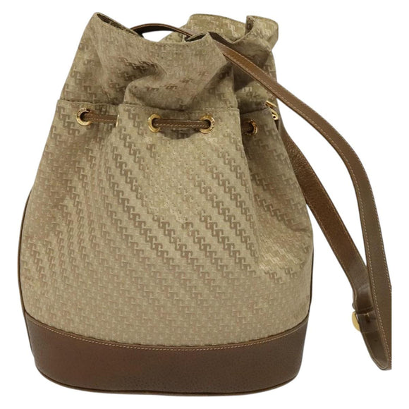 GUCCI Shoulder Bag Canvas Beige Gold Auth ep8623