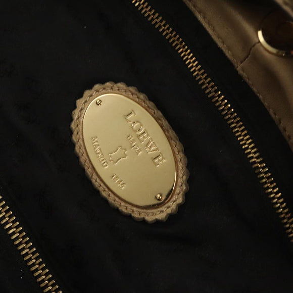 LOEWE Nappa Aire Anagram Hand Bag Leather Gold Tone Auth ep8639