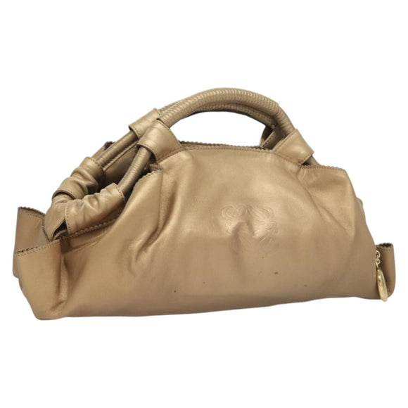 LOEWE Nappa Aire Anagram Hand Bag Leather Gold Tone Auth ep8639