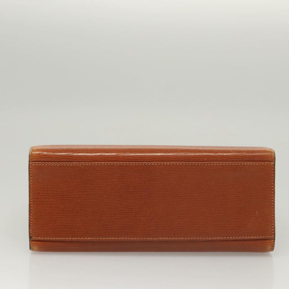 CELINE Hand Bag Leather Brown Gold Auth ep8641