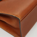 CELINE Hand Bag Leather Brown Gold Auth ep8641-9