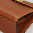 CELINE Hand Bag Leather Brown Gold Auth ep8641-15