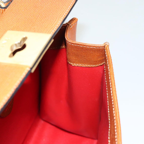 CELINE Hand Bag Leather Brown Gold Auth ep8641