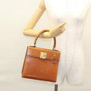 CELINE Hand Bag Leather Brown Gold Auth ep8641-25