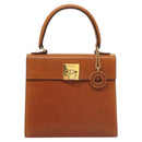 CELINE Hand Bag Leather Brown Gold Auth ep8641-13