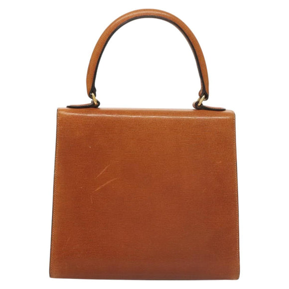 CELINE Hand Bag Leather Brown Gold Auth ep8641