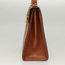 CELINE Hand Bag Leather Brown Gold Auth ep8641-4