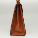 CELINE Hand Bag Leather Brown Gold Auth ep8641-5