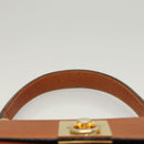 CELINE Hand Bag Leather Brown Gold Auth ep8641-9