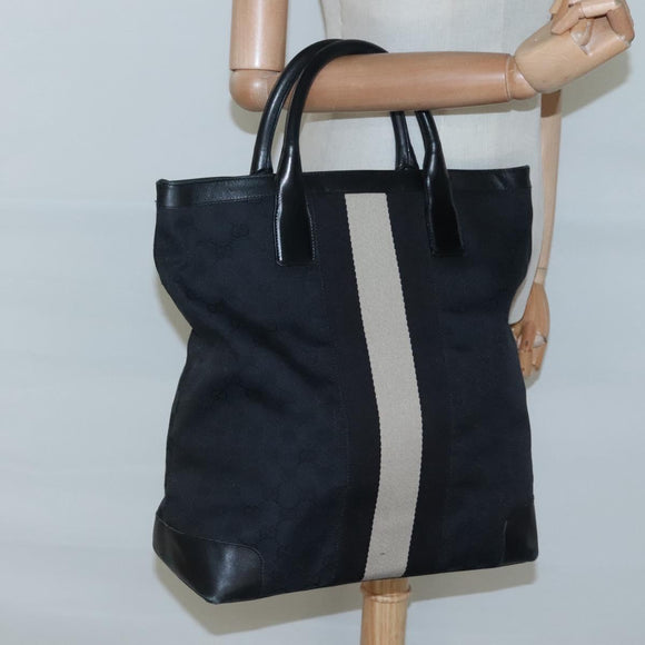 GUCCI GG Canvas Sherry Line Hand Bag Black White 002 1098 3444 Auth ep8642