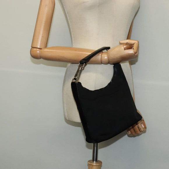 GUCCI Hand Bag Nylon Black Silver 000 0601 Auth ep8657