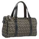 FENDI Zucchino Canvas Hand Bag Navy Silver Auth ep8665-1