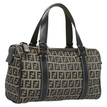 FENDI Zucchino Canvas Hand Bag Navy Silver Auth ep8665