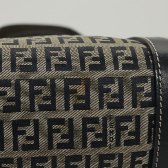 FENDI Zucchino Canvas Hand Bag Navy Silver Auth ep8665