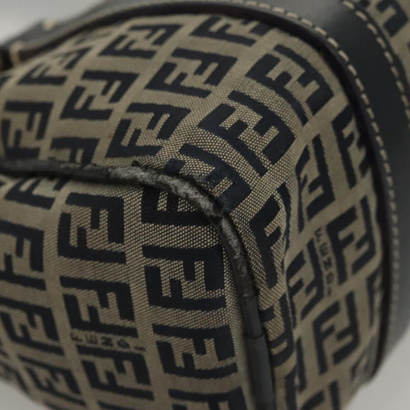 FENDI Zucchino Canvas Hand Bag Navy Silver Auth ep8665