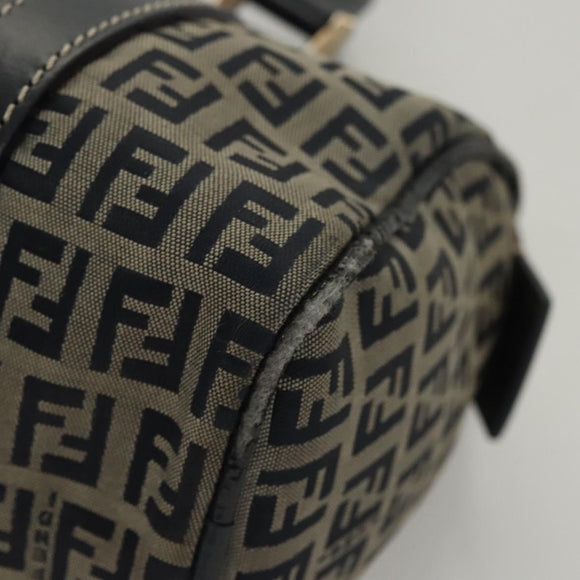 FENDI Zucchino Canvas Hand Bag Navy Silver Auth ep8665