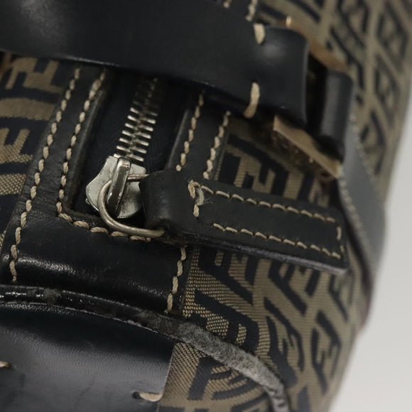 FENDI Zucchino Canvas Hand Bag Navy Silver Auth ep8665