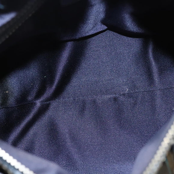 FENDI Zucchino Canvas Hand Bag Navy Silver Auth ep8665