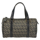 FENDI Zucchino Canvas Hand Bag Navy Silver Auth ep8665-13