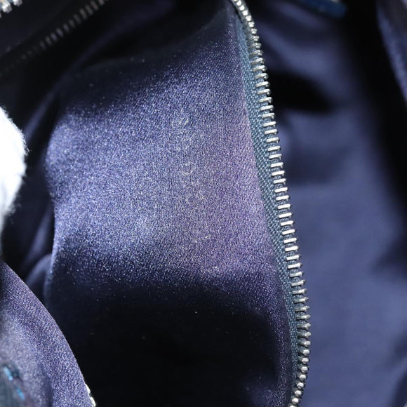 FENDI Zucchino Canvas Hand Bag Navy Silver Auth ep8665