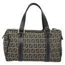FENDI Zucchino Canvas Handtasche Marineblau Silber Auth ep8665-2