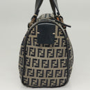 FENDI Zucchino Canvas Hand Bag Navy Silver Auth ep8665-4
