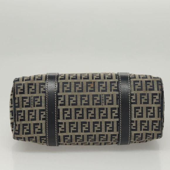 FENDI Zucchino Canvas Hand Bag Navy Silver Auth ep8665