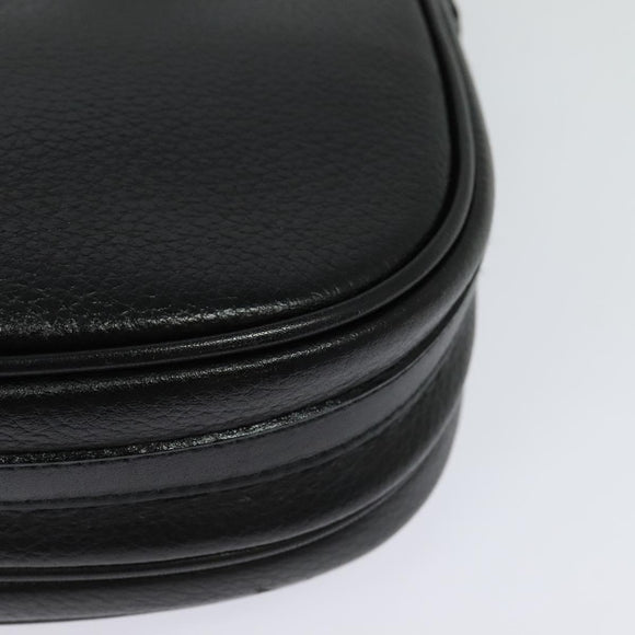 Burberrys Shoulder Bag Leather Black Gold Auth ep8683