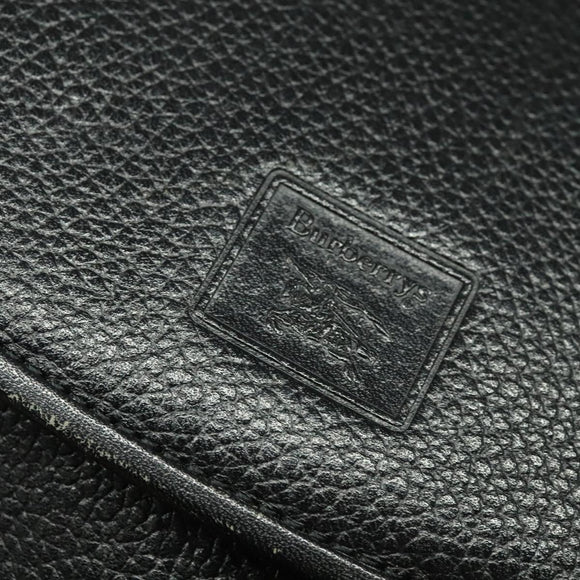 Burberrys Shoulder Bag Leather Black Gold Auth ep8683