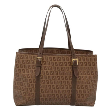 FENDI Zucchino Canvas Tote Bag Beige Gold Auth ep8686 - 0