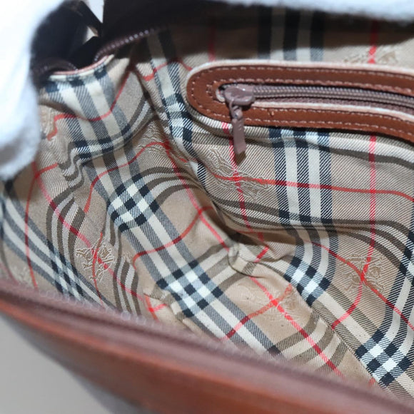 Burberrys Shoulder Bag Leather Brown Gold Auth ep8702