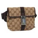 GUCCI GG Canvas Waist bag Beige Silver 131236 Auth ep8703-1