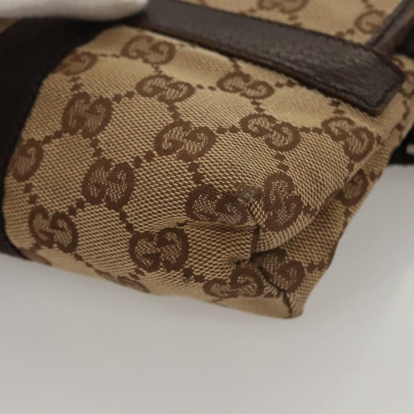 GUCCI GG Canvas Waist bag Beige Silver 131236 Auth ep8703