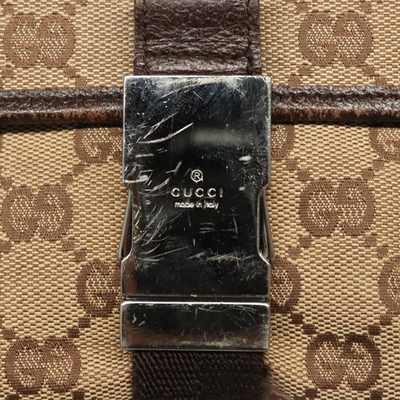 GUCCI GG Canvas Waist bag Beige Silver 131236 Auth ep8703