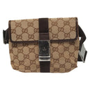 GUCCI GG Canvas Waist bag Beige Silver 131236 Auth ep8703-13